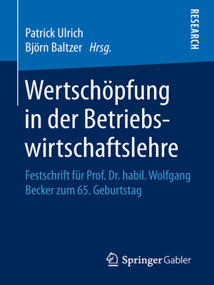 cover image of Wertschöpfung in der Betriebswirtschaftslehre
